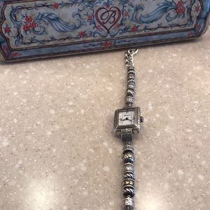 Brighton hold and silver watch w toggle closure